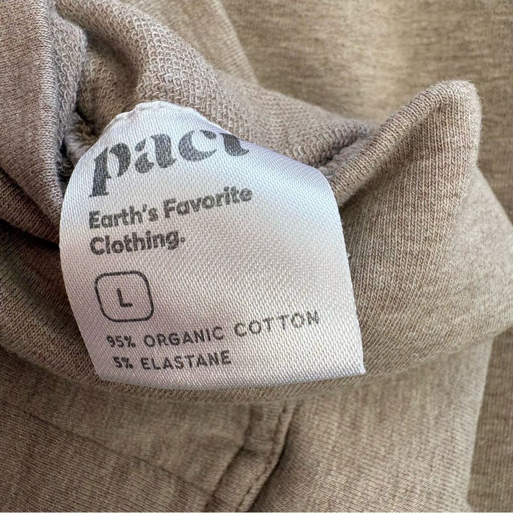 Pact Airplane Zip Hoodie L Deep Taupe Heather Organic Cotton - Picture 8 of 8